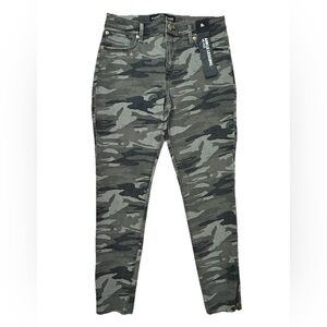 Express Mid-Rise Camo Ankle Legging Jeans with Raw Zip Hem